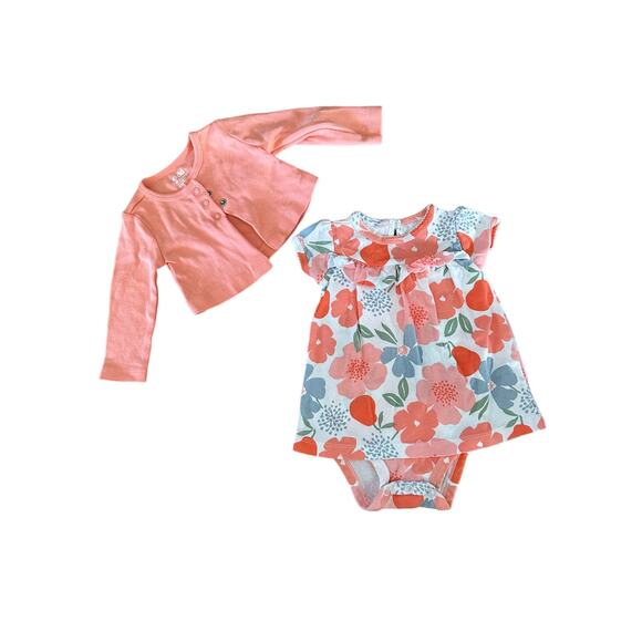 3-6M Baby Girl Floral Dress with Sweater - Picture 1 of 1